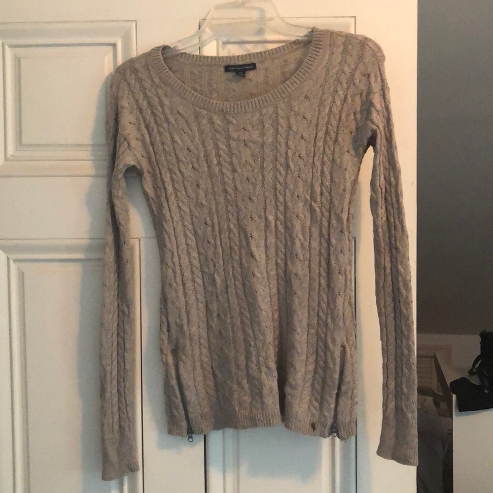 American Eagle Cable Knit Sweater with zippers